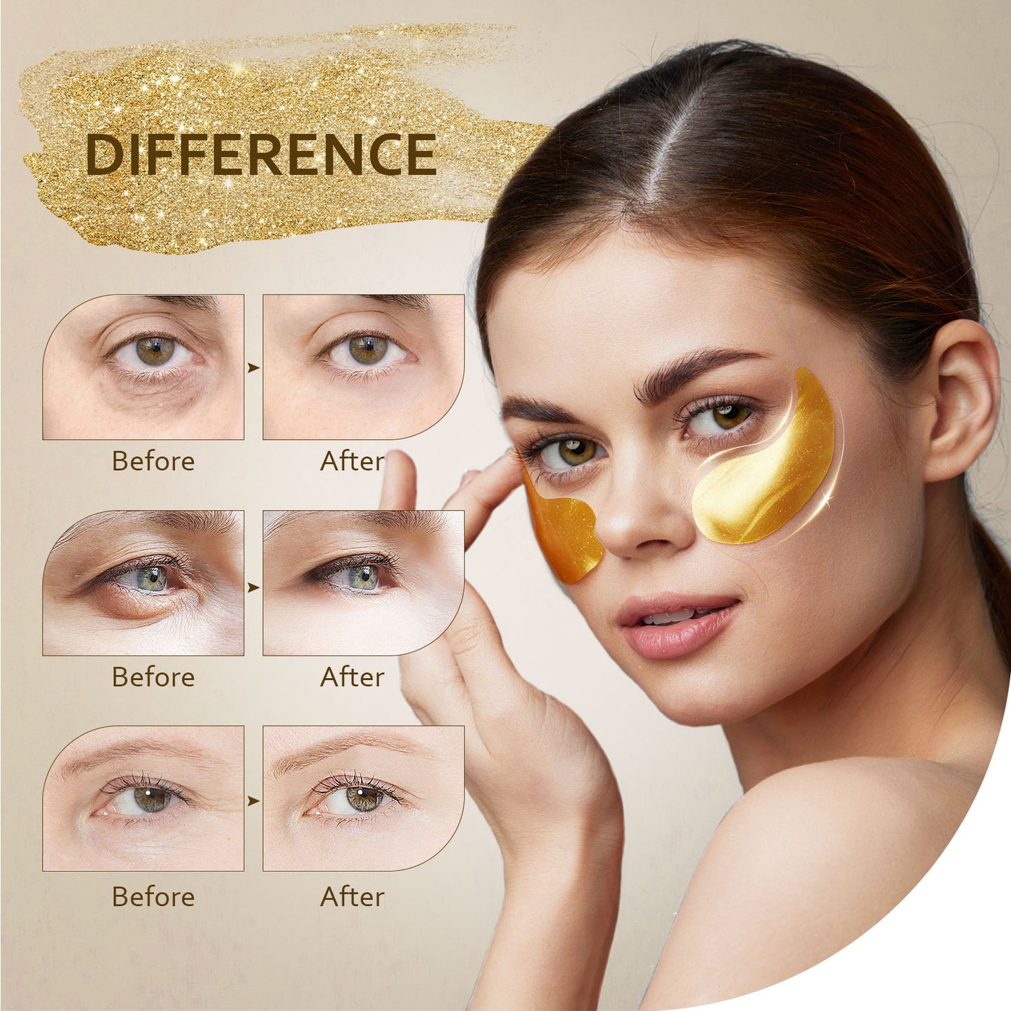 24K Gold Under Eye Mask for Puffy Eyes, Dark Circles